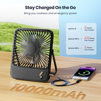 Ventilateur de table ultra-fin de grande capacité 10000mAh, nouvelle conception D3 2025, grand vent, faible bruit, ventilateur de bureau extérieur pour le camping avec batterie externe