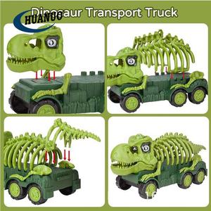 HUANUO Ensemble de jouets de camion squelette de dinosaure acousto-optique Jouets de voiture de dinosaure à éjection pour garçons - Product Image 4