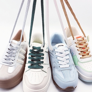 Lacci per Scarpe Personalizzati in Glitter Dorato Metallizzato, Lacci Colorati con Paillettes per Scarpe Sportive e Sneakers - Product Image 4