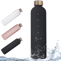 Bouteille d'eau en plastique noire tendance de 32 oz avec paille