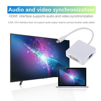 Adaptador de cable Mini-DP Mini DP Thunderbolt a HDMI/DVI/VGA Adaptador 3 en 1 Mini DP a HDMI DVI VGA