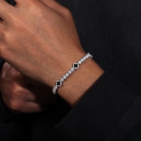 Ensemble Bijoux Femme Plaqué Or Strass Bling Collier Bracelet Tennis Chaîne Diamant CZ Trèfle Hip Hop Iced Out Collier Trèfle Noir