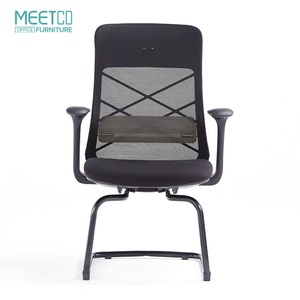 Chaise de bureau ergonomique moderne avec pieds en acier inoxydable, chaise de conférence exécutive en maille, matériau bois pour usage professionnel - Product Image 3