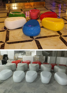 Silla en Forma de Macaron Y802, Silla de Fibra de Vidrio para Exteriores, Silla de Piedra Irregular para Centro Comercial, Parque, Jardín, Área Pública, Muebles Decorativos de Ocio - Product Image 6