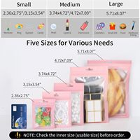 Sacs plats refermables en aluminium transparent multicolores, à fermeture éclair, pour produits de beauté