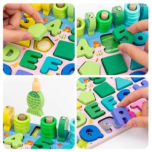 Jeu de pêche éducatif sensoriel Montessori en bois coloré unisexe pour enfants de 5 à 7 ans, puzzle 3D avec sac portable DIY - Product Image 3