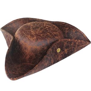 Chapeau de <span class=keywords><strong>pirate</strong></span> vintage SOLPOP pour Halloween, accessoires de fête, tricorne marron pour femmes, costume de Jack en cuir synthétique pour hommes - Product Image 1