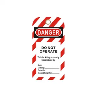 Pengunci keamanan PVC tag peringatan penanda kunci tag keluar