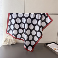 Grand foulard carré en soie imprimé à pois pour femme, élégant foulard en satin, bandana, châle, accessoire de mode