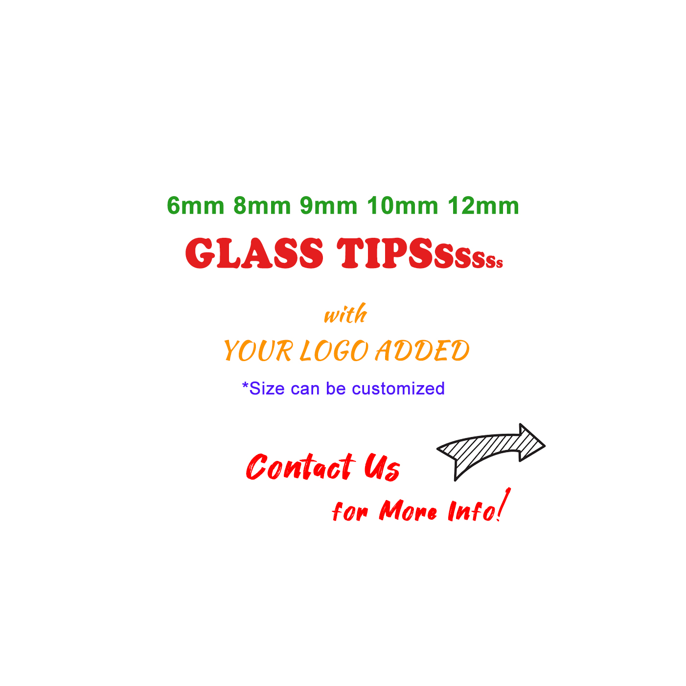 Пользовательские стеклянные Наконечники 6 мм 8 мм 10 мм 12 мм