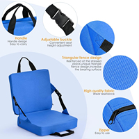 Coussin pliable portable pour l'extérieur, siège multifonctionnel pour cabine et stade avec dossier et poches