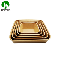 100% Eco-Vriendelijke Biologisch Afbreekbare Lekvrije Stapelbare Voedselverpakking Wegwerp Lunchbox Bruin Vierkant Kraftpapier Voedselcontainer