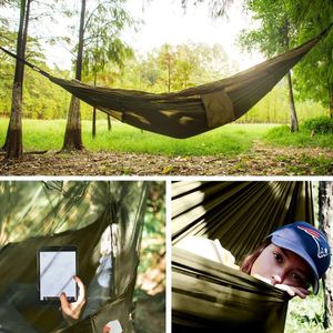 Wholesale Custom Logo Outdoor Portable Parachute Folding <b>Hammock</b> Swing Nylon Camping Mesh <b>Hammock</b> with Mosquito Net - Product Image 6