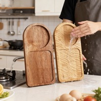 Plateau de service en bois d'acacia avec compartiments, style japonais, assiette de petit-déjeuner pour café, pain, dessert, collation, logo personnalisé