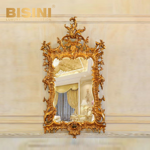 <span class=keywords><strong>Specchio</strong></span> da Terra Barocco Vintage Ornato <span class=keywords><strong>con</strong></span> <span class=keywords><strong>Cornice</strong></span> Artigianale in Foglia d'<span class=keywords><strong>Oro</strong></span>, <span class=keywords><strong>Specchio</strong></span> Decorativo Rococò da Parete per Villa di Lusso - Product Image 1