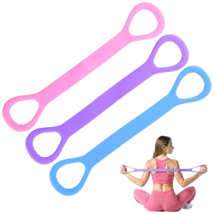 Bandas de Resistencia Elásticas de 3 Piezas, Material PP, Bandas de Ejercicio en Forma de 8 con Asas para Mujeres y Hombres, Estiramiento de Brazos, Yoga - Product Image 1