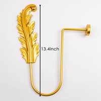 Vente en gros de crochets pour rideaux en résine style plumes dorées de luxe Embrasses pour rideaux Crochet mural pour rideaux