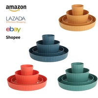 Ensemble de vaisselle écologique, assiettes en plastique PP incassables sans BPA, vaisselle, tasses, bols, ensembles de vaisselle en paille de blé