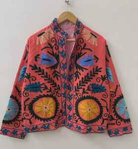 Chaqueta de Verano con Bordado Suzani Indio, Chaqueta Corta de Algodón con Bordado Suzani Hecho a Mano para Mujer, Ropa Exterior Estilo Boho, Regalo - Product Image 1