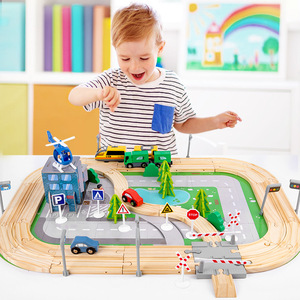 108 pcs road train track set toys <span class=keywords><strong>educazione</strong></span> educativa e della prima infanzia per bambini in legno per costruire strade urbane - Product Image 6