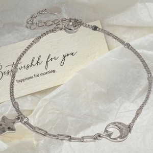 Bracelet avec pendentif étoile et lune en argent Sterling S925, bijoux romantiques frais en argent pour femmes, cadeau d'anniversaire pour les déplacements quotidiens - Product Image 5
