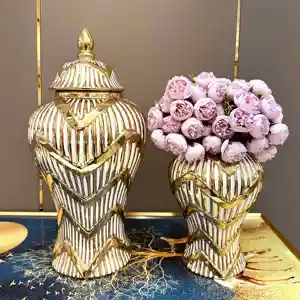 Leichte Luxus beschichtung Gold Keramik General kann Kunst Lagert ank Hotel Ornamente Vase