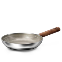 Nouvel ensemble d'ustensiles de cuisine de luxe en acier inoxydable 304 triple couche avec revêtement en titane, durable, compatible induction, avec poignée en bois, OEM