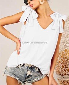 Camiseta sin Mangas con Tirantes Cruzados y Lazo en el Hombro, Color Rosa Intenso, para Mujer, Estilo Casual, Holgada, para Verano, Playa o Vacaciones - Product Image 4