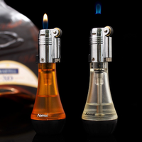 Briquet à meule à feu fixe flamme réglable feu doux feu Transparent métal gonflable briquet à gaz
