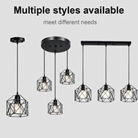 Lampe de plafond moderne en métal noir, luminaire suspendu industriel à tête unique, luminaire géométrique en fil métallique pour salle à manger, salon, chambre à coucher, cuisine