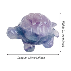 Bán buôn pha lê động vật khắc kẹo đầy màu sắc fluorite Rùa Biển tượng Thủ Công Thạch anh chữa bệnh đá khắc để bán - Product Image 6