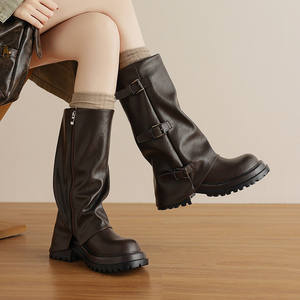 Bottes Imperméables Décontractées et Tendance pour Femme, Style Décontracté avec Boucle de Ceinture, Semelle Épaisse, en Cuir Véritable, Antidérapantes et Durables - Product Image 4