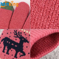 Elk de Noël épaissi tricoté adulte jetable sergé gants cadeau écran tactile mode mignon hiver chaud Couple