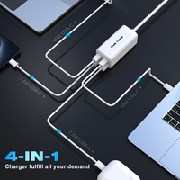 Chargeur portable Gan 100w Type C 3C1A avec cordon d'alimentation, charge rapide PD QC Usb c 100w 65w 30w pour ordinateur portable Samsung iPhone