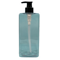 Bouteille carrée transparente en PET 250/500 ml vide avec pompe pour lotion, soins capillaires/cutanaux et savon liquide/shampooing