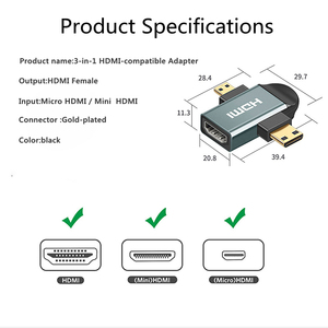 Vỏ Nhôm Mạ Vàng Hai Trong Một Micro HDMI + Bộ Chuyển Đổi Mini HDMI Nam Sang HDMI Nữ - Product Image 6