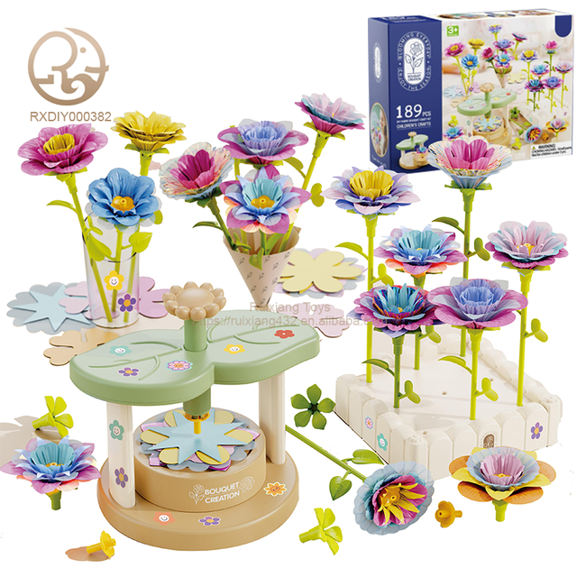 2026 Kids Hot Sale 189 Pcs Flower Pressing Toys DIY FloweerEmbossing Machine Handmade Fabric Making Bouquet Set Toy
