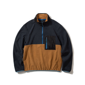 Healy <b>Men</b> Color Block Half Zip Fleece <b>Pullover</b> Stand Collar Windproof Polar Fleece <b>Jacket</b> Zipper Chest Pocket Outdoor Hiking - Product Image 4