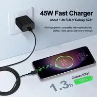 Chargeur Super Rapide Original 45W PD 45W pour Charge Rapide Adaptative pour S24 Ultra S23 S22 S21 Note 10 Note 20 Plus USB-C