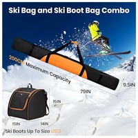 Ensemble de sacs de ski et de bottes de ski rembourrés avec logo personnalisé, 200 cm, protection intégrale, résistant à l'eau, ensemble de voyage pour équipement de ski