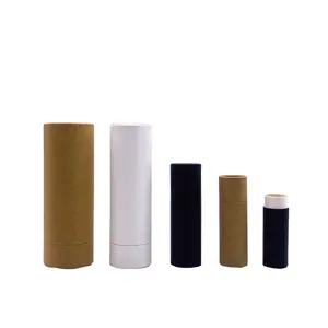Empty Biodegradable Cardboard Container Lip Balm Deodorant Packaging Recyclable Push Up Kraft Paper Tube Pantone Gold Item Color