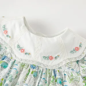 DB2235218 DAVE BELLA yaz çocuk elbise kız elbisesi çocuk giyim bebek pamuk parçalanmış çiçek prenses elbise
