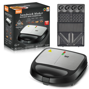 Mini gaufrier 850W en acier inoxydable avec plaques antiadhésives, contrôle mécanique, appareil électrique domestique pour sandwichs - Product Image 1