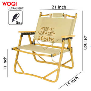 Silla de camping plegable de madera Woqi, color albaricoque, con estructura de acero, portátil para viajes y camping. - Product Image 2