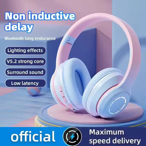 <span class=keywords><strong>Casque</strong></span> sans fil Hi-Fi avec microphone lumineux, style sportif dégradé, pour filles, avec réduction de <span class=keywords><strong>bruit</strong></span> et basses profondes, compatible avec les écouteurs - Product Image 2