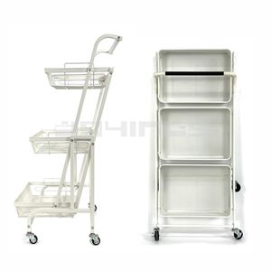 काले तार फ्रेम रोलिंग कार्ट टिकाऊ और सुविधाजनक डिजाइन तीन टियर स्टोरेज रैक रसोई आवश्यक बहुक्रियाशील ट्रॉली - Product Image 5