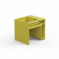 Bureau d'ordinateur moderne en bois avec plateau en verre, hauteur réglable, mobilier de laboratoire gain de place pour les écoles