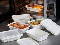 Boîte carrée jetable à 3 compartiments de 8 pouces, en pulpe de canne à sucre, boîte à lunch biodégradable, emballage pour la restauration rapide à emporter