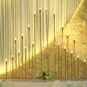Candélabre en métal doré à 10 têtes, porte-bougie, décoration de scène de mariage, centre de <span class=keywords><strong>table</strong></span>, candélabre LED, lumière de mariage, décoration de fête - Product Image 1