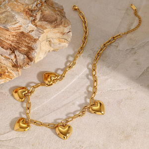 Collar con colgante de corazón, cadena de clavícula de acero inoxidable para mujer, regalo de joyería - Product Image 2